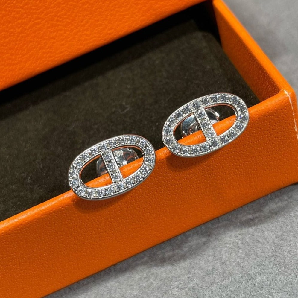 TimiHM FULL DIAMOND PIG NOSE STUD EARRINGS