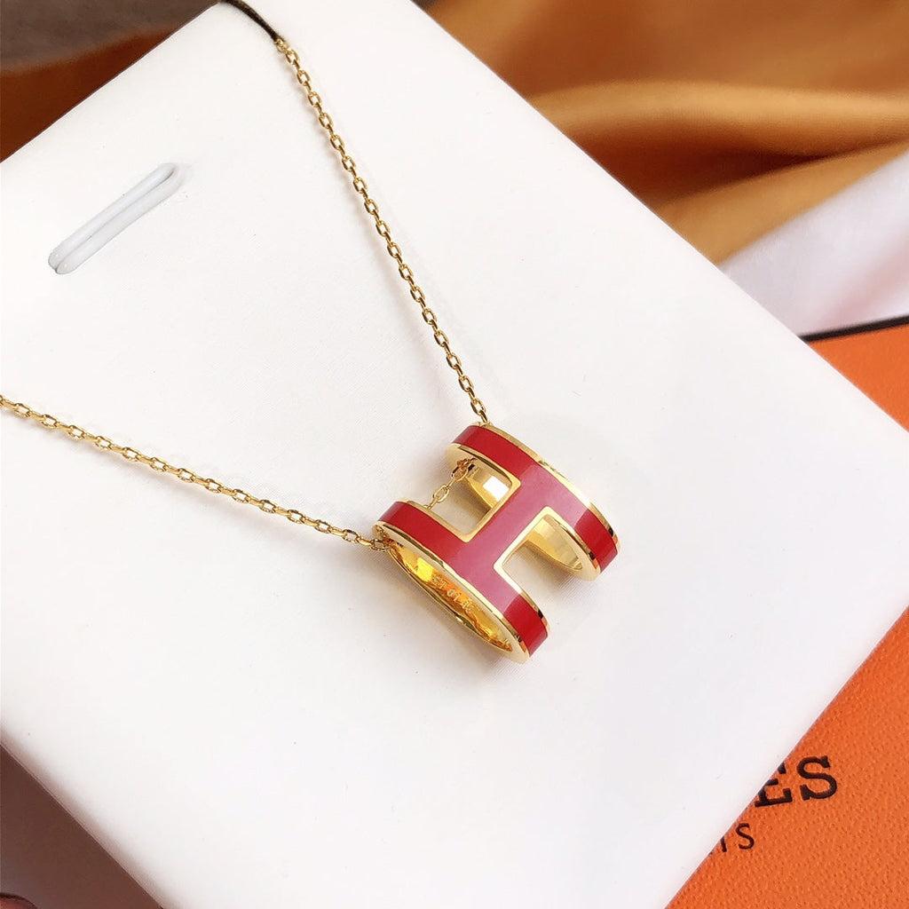TimiHM CLIC RED ENAMEL GOLD NECKLACE