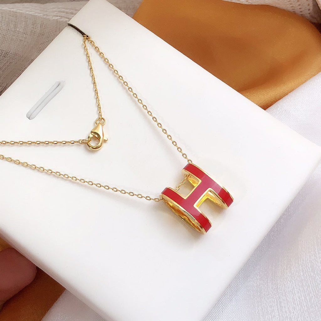 TimiHM CLIC RED ENAMEL GOLD NECKLACE
