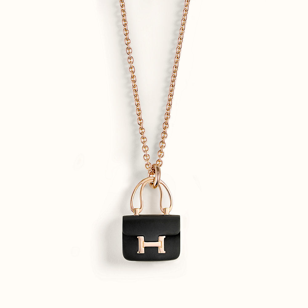 TimiCONSTANCE BLACK PEDANT PINK GOLD NECKLACE