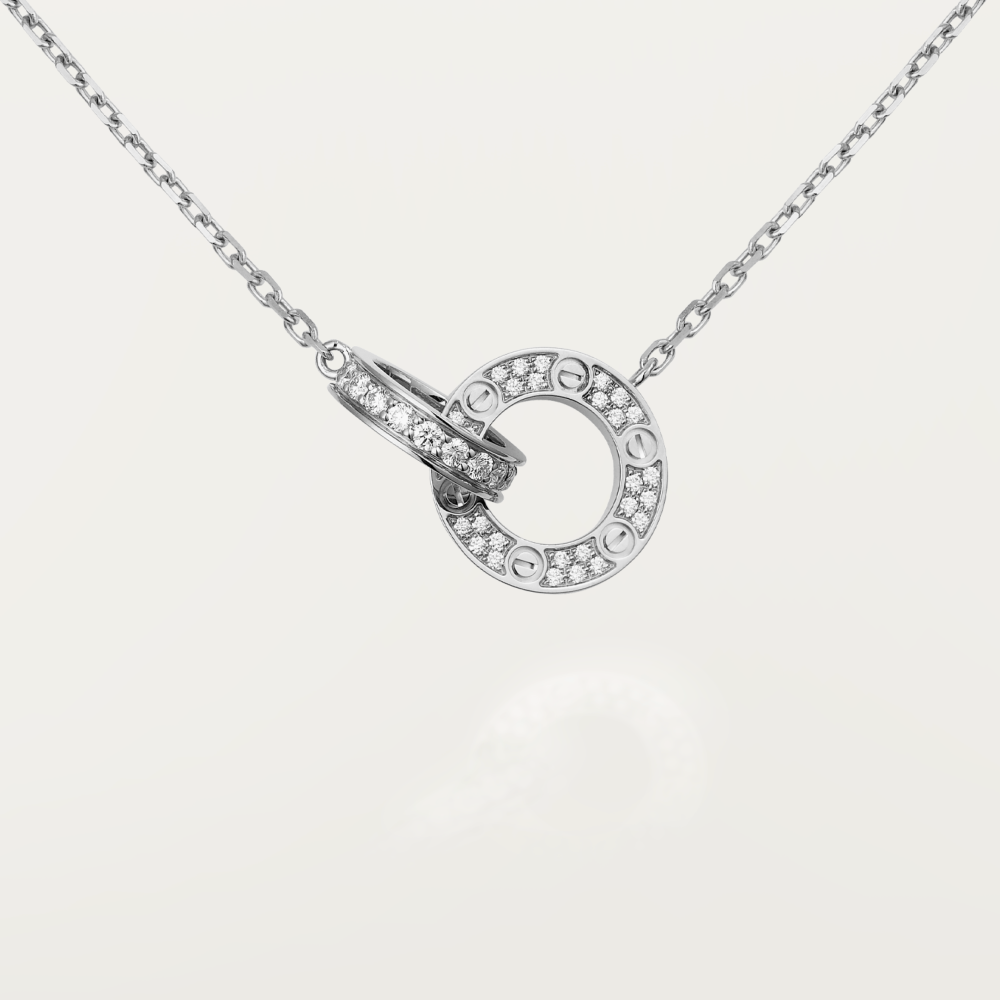 TimiLOVE 7.6MM NECKLACE ROSE GOLD AND SILVER  FULL DIAMOND