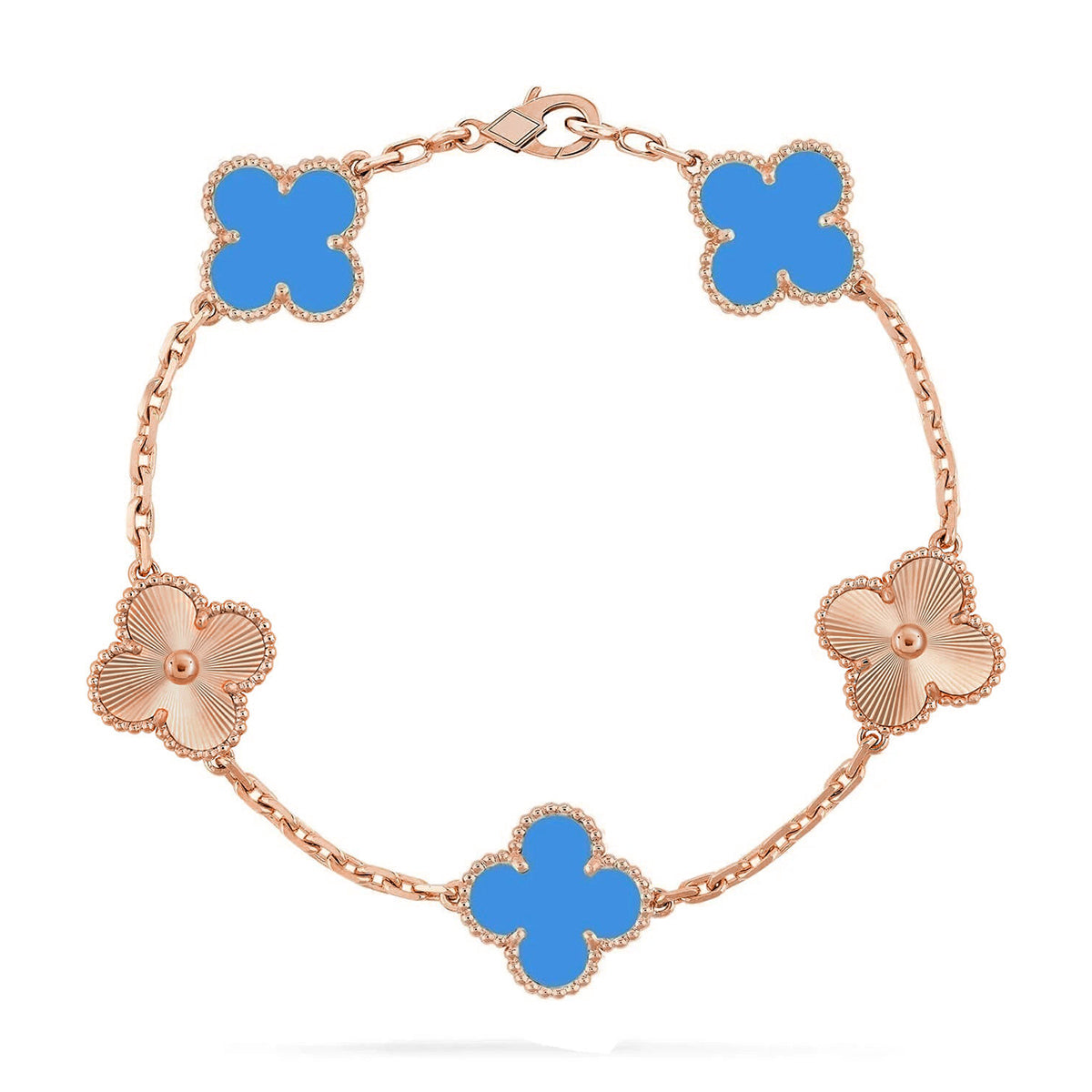 [Timi]New CLOVER 5 MOTIF BLUE AGATE BRACELET COLLECTION