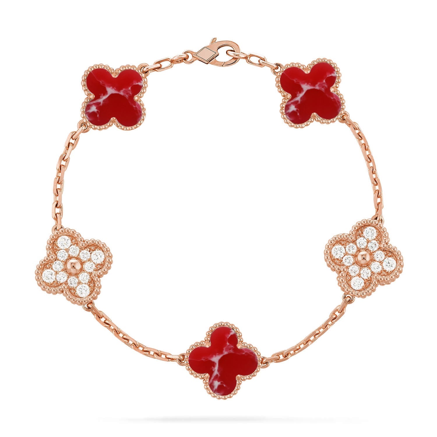 [Timi]New CLOVER 5 MOTIF RED PATTERN BRACELET COLLECTION