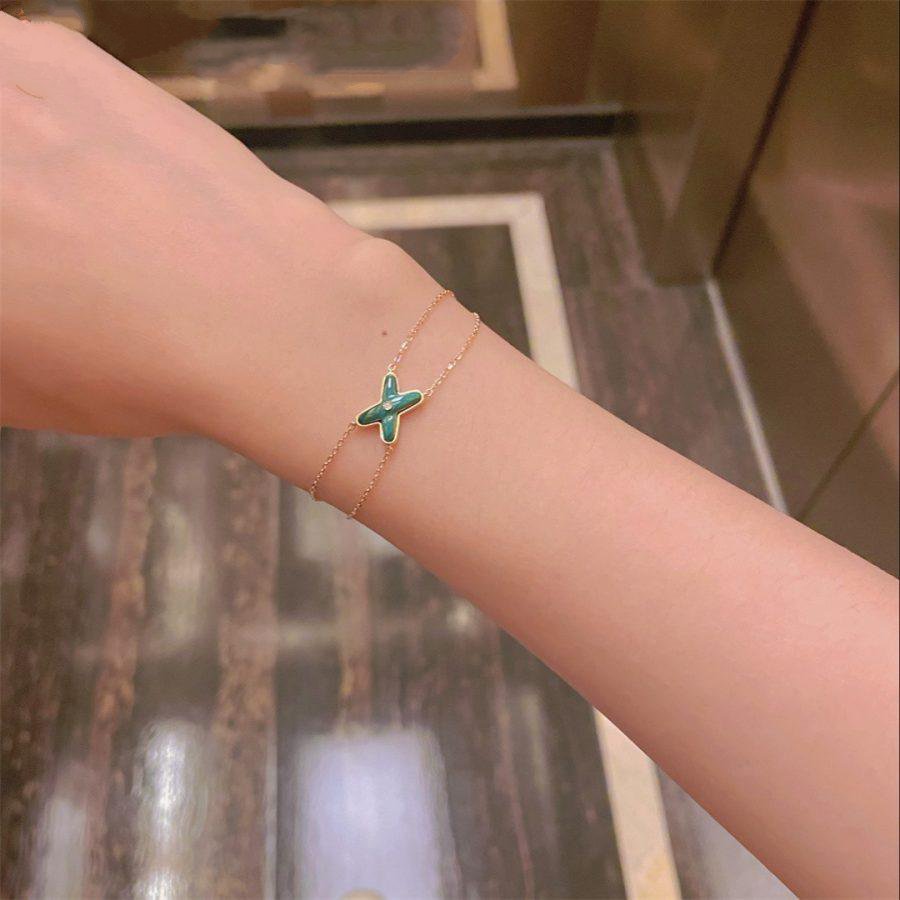 TimiJEUX BRACELET MALACHITE PINK GOLD 1 DIAMOND