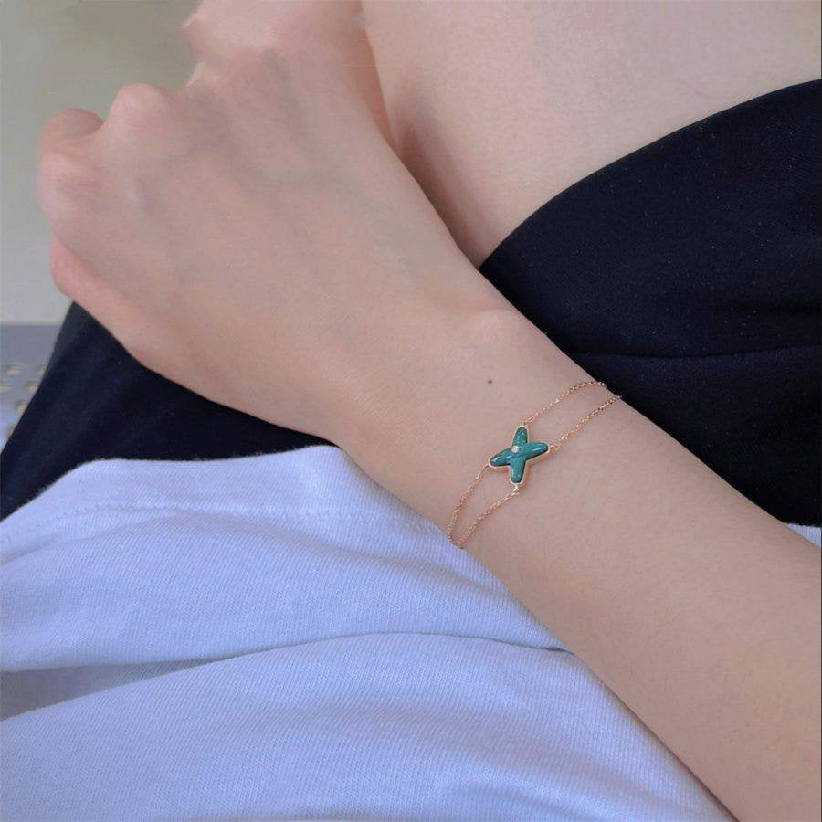 TimiJEUX BRACELET MALACHITE PINK GOLD 1 DIAMOND