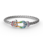 TimiFORC LARGE HORSESHOE  COLORED DIAMOND BRACELET SILVER