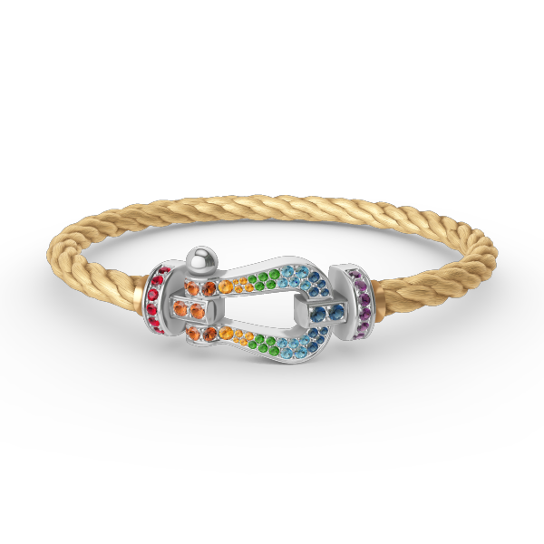 TimiFORC LARGE HORSESHOE  COLORED DIAMOND BRACELET SILVER