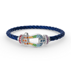 TimiFORC LARGE HORSESHOE  COLORED DIAMOND BRACELET SILVER