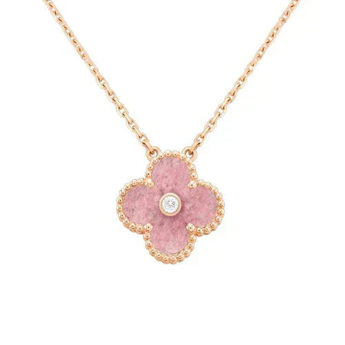 TimiCLOVER 15MM DIAMOND RHODONITE NECKLACE