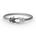 TimiFORCE LARGE HORSESHOE BLACK WHITE DIAMOND BRACELET SILVER