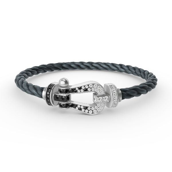 TimiFORCE LARGE HORSESHOE BLACK WHITE DIAMOND BRACELET SILVER