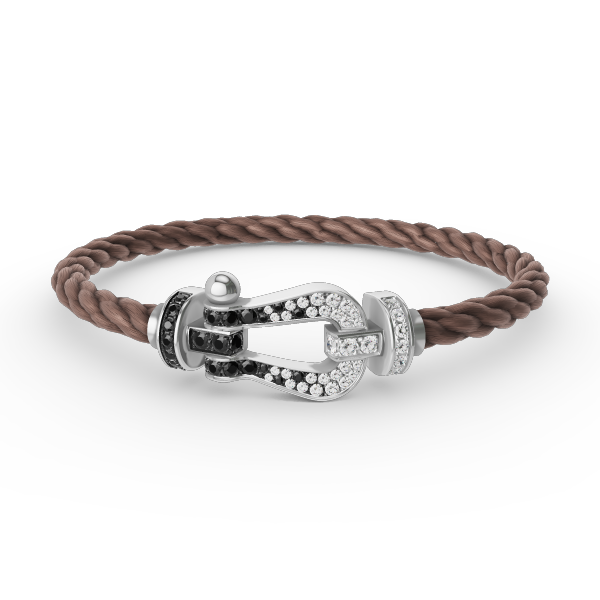 TimiFORCE LARGE HORSESHOE BLACK WHITE DIAMOND BRACELET SILVER