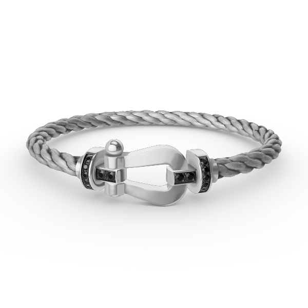 TimiFORCE LARGE HORSESHOE BLACK DIAMOND BRACELET SILVER