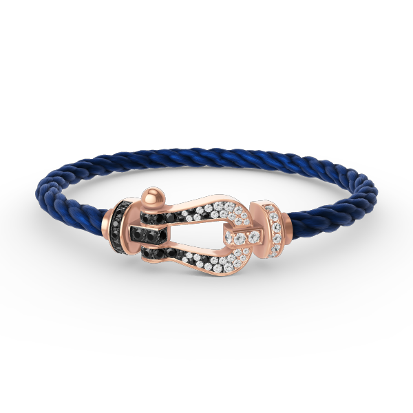 TimiFORCE LARGE HORSESHOE BLACK WHITE DIAMOND BRACELET ROSE GOLD