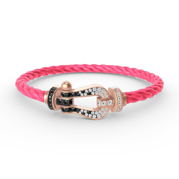 TimiFORCE LARGE HORSESHOE BLACK WHITE DIAMOND BRACELET ROSE GOLD