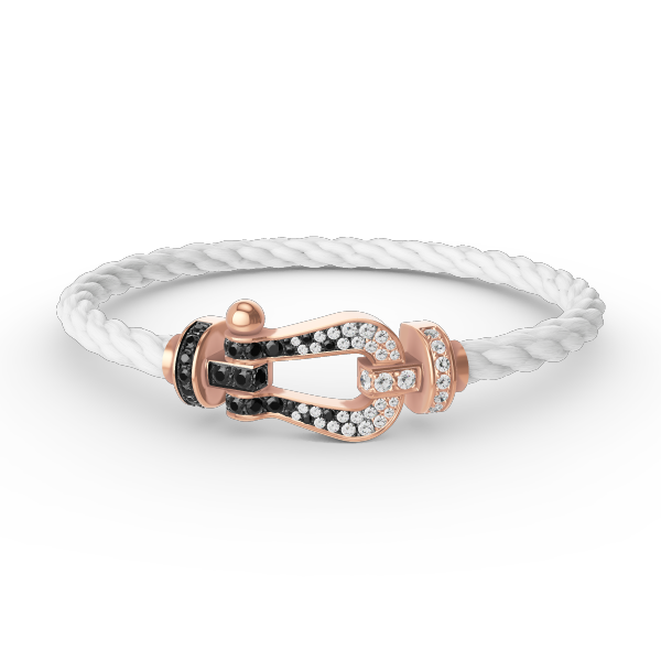 TimiFORCE LARGE HORSESHOE BLACK WHITE DIAMOND BRACELET ROSE GOLD