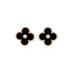 TimiCLOVER MEDIUM 1 MOTIFS ONYX DIAMOND EARRINGS
