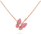 TimiBUTTERFLY RED DIAMOND ROSE GOLD NECKLACE