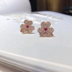 TimiFRIVOLE PINK GOLD FLOWER DIAMOND EARRINGS