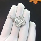 TimiCLOVER 25MM SILVER FULL DIAMOND BIG CLOVER NECKLACE