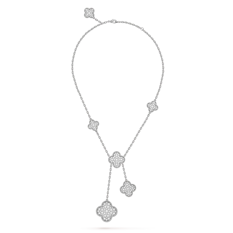 TimiCLOVER 5 MOTIFS SILVER DIAMONDS NECKLACE