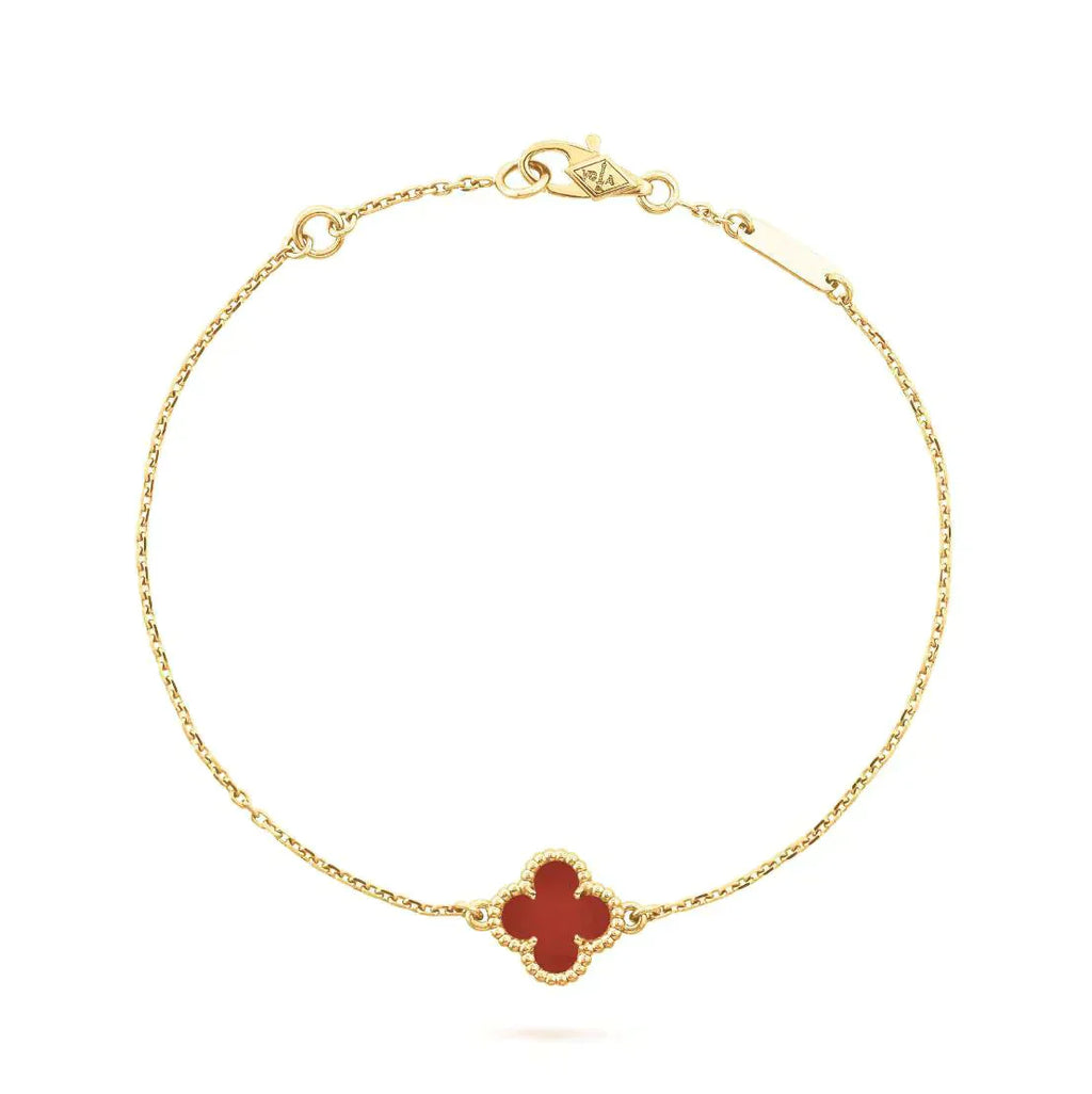 ¡®Timi¡¯CLOVER  CARNELIAN SINGLE FLOWER BRACELET