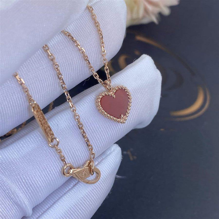 TimiSWEET CLOVER CARNELIAN HEART NECKLACE