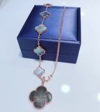 TimiCOMBINED BRACELET 5 MOTIFS AND NECKLACE DARK MOP ROSE GOLD