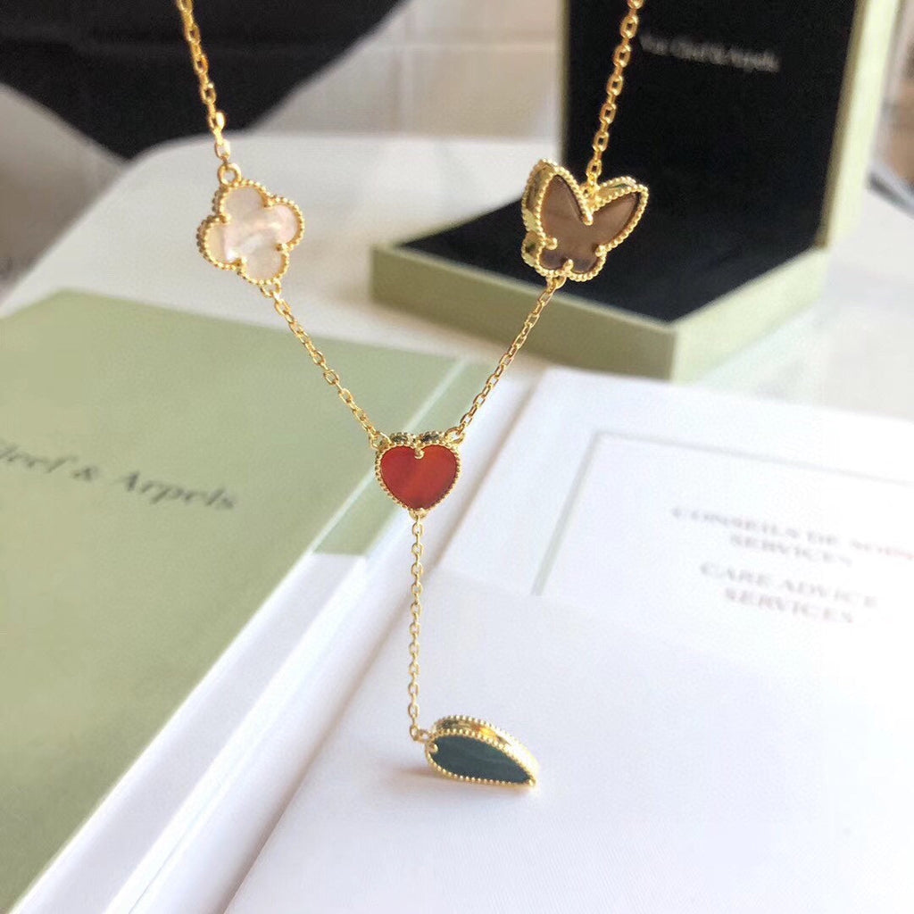 TimiLUCKY SPRING 4 MOTIFS ROSE GOLD NECKLACE