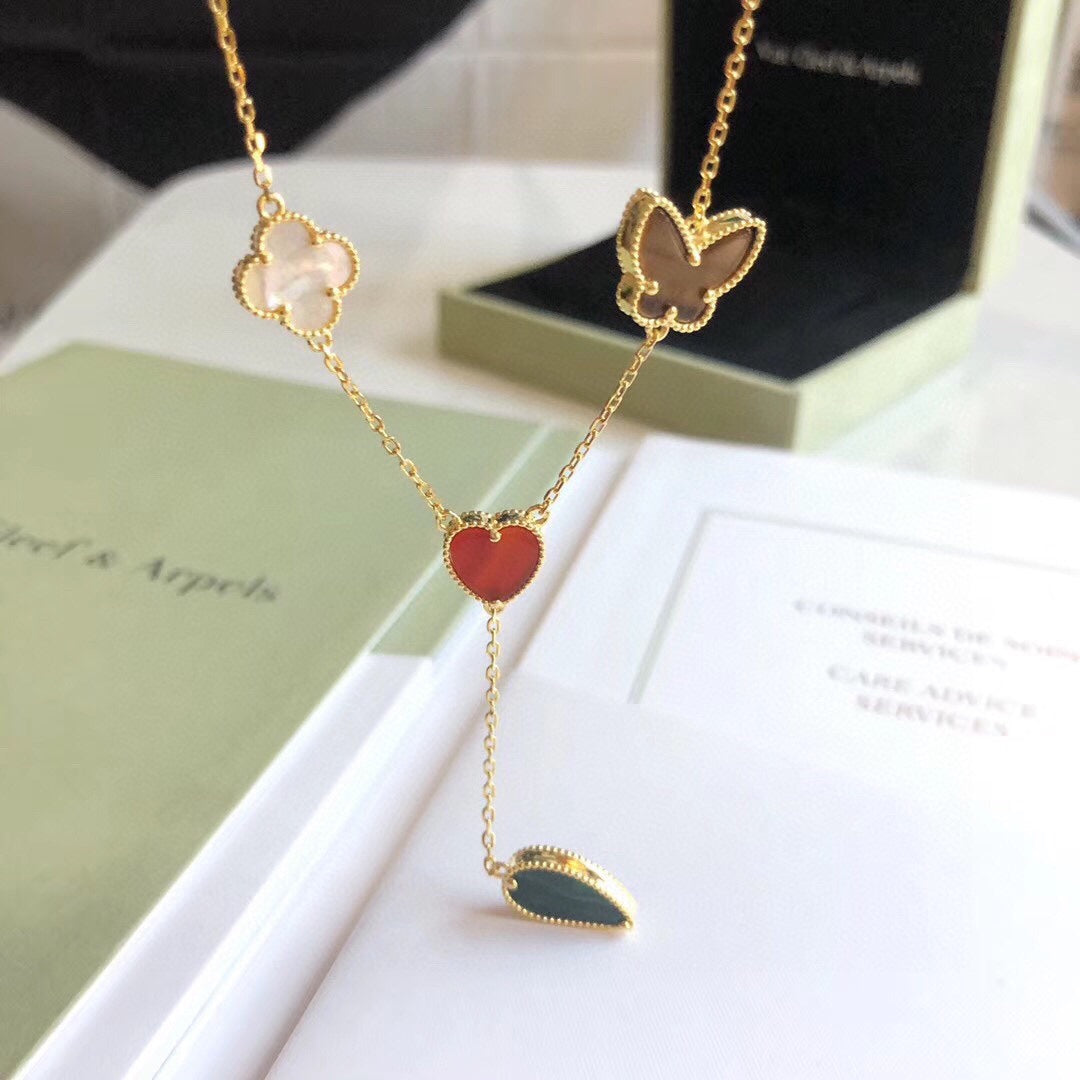 TimiLUCKY SPRING 4 MOTIFS ROSE GOLD NECKLACE